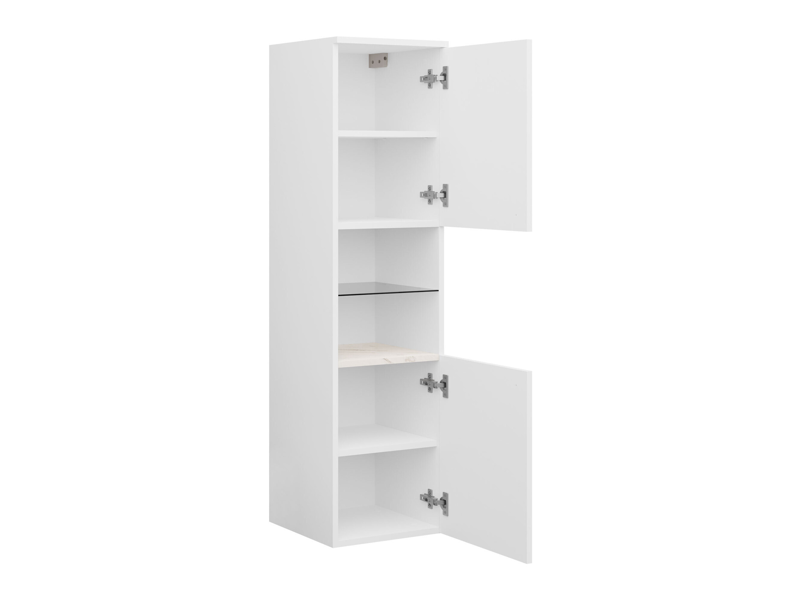 Cabinet de baie suspendat Salus (Nuc + Marmură albă)