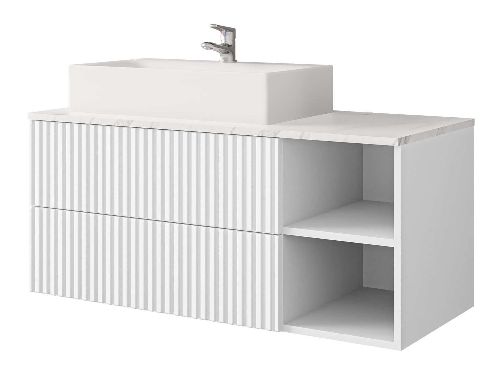 Cabinet atârnat pentru baie Nauta (Alb + Marmură albă)