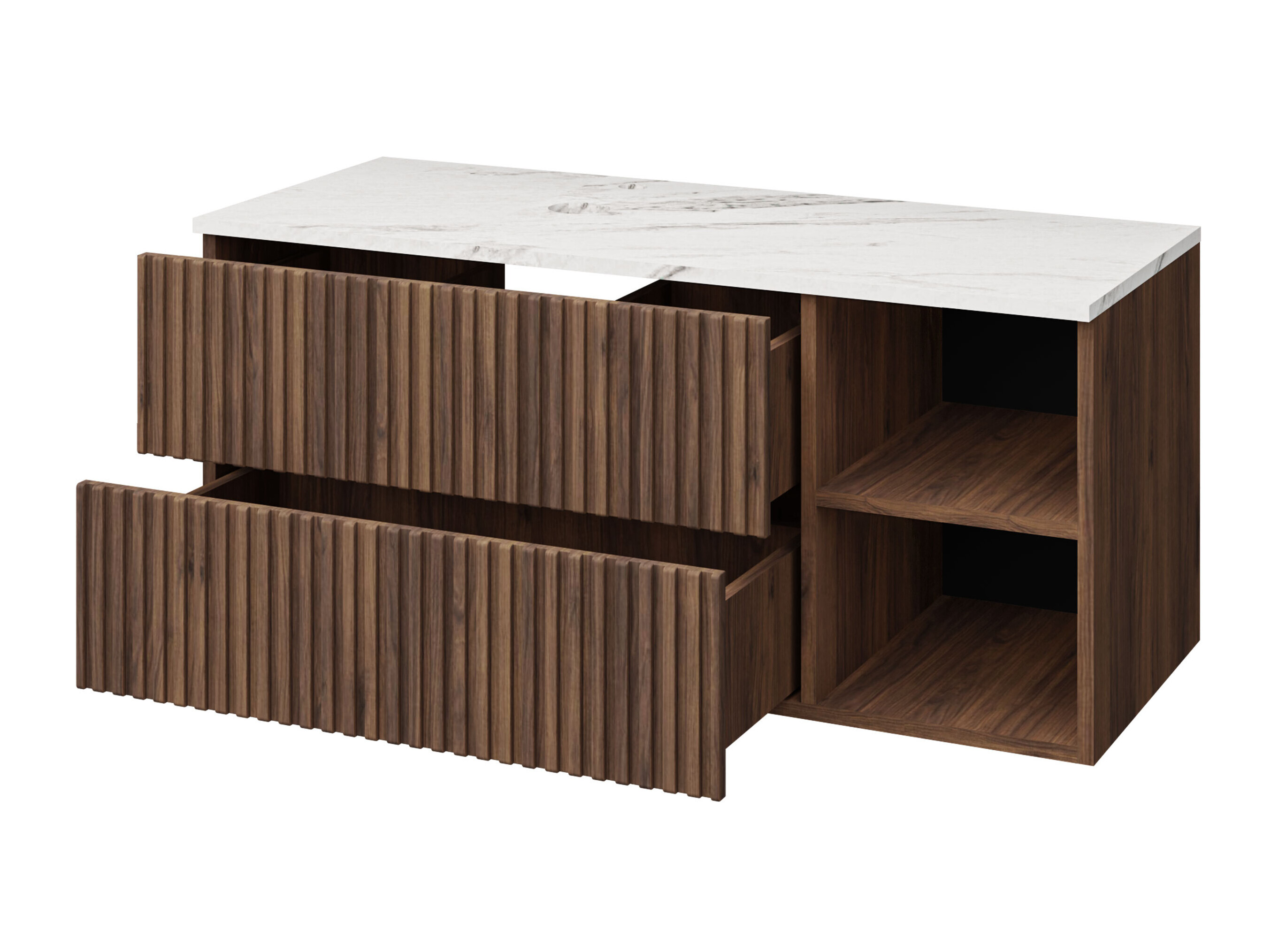 Cabinet atârnat pentru baie Nauta (Negru + Marmură neagră)