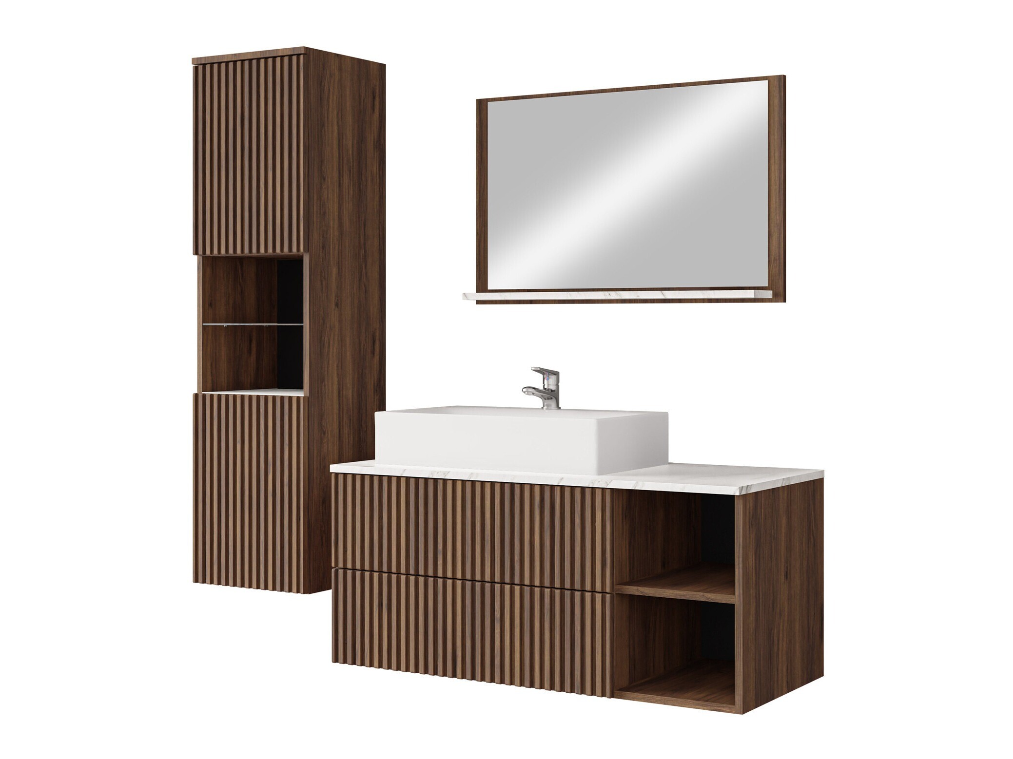 Set baie Nauta I (Nuc + Marmură albă)