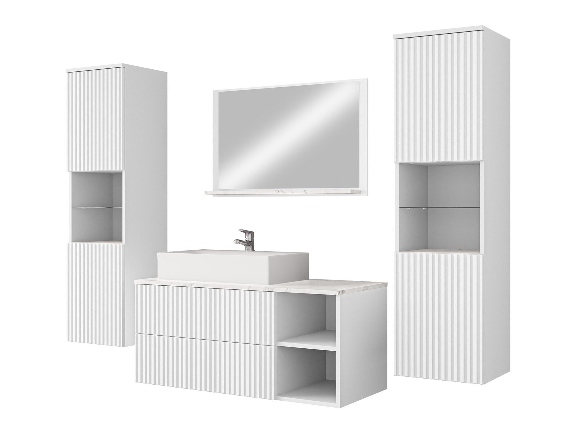Set baie Nauta II (Alb + Marmură albă)