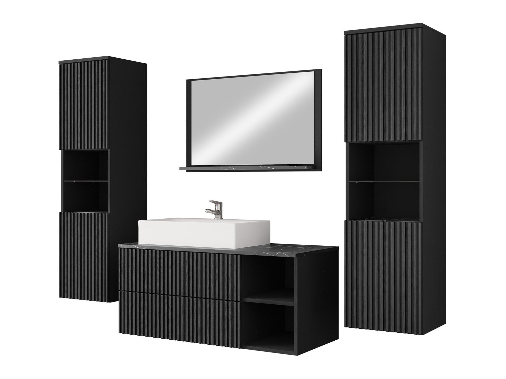 Set baie Nauta II (Negru + Marmură neagră)