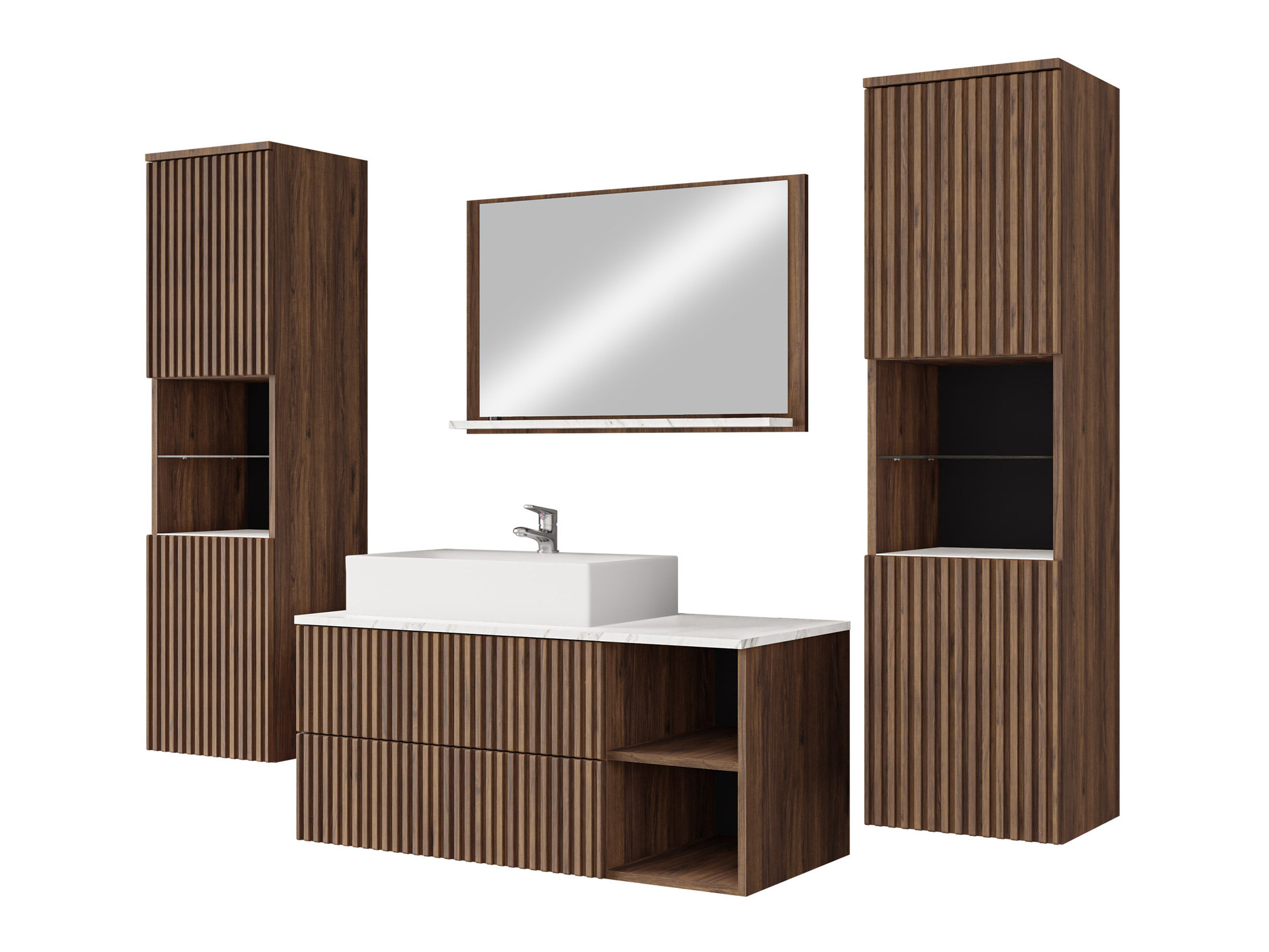 Set baie Nauta II (Nuc + Marmură albă)