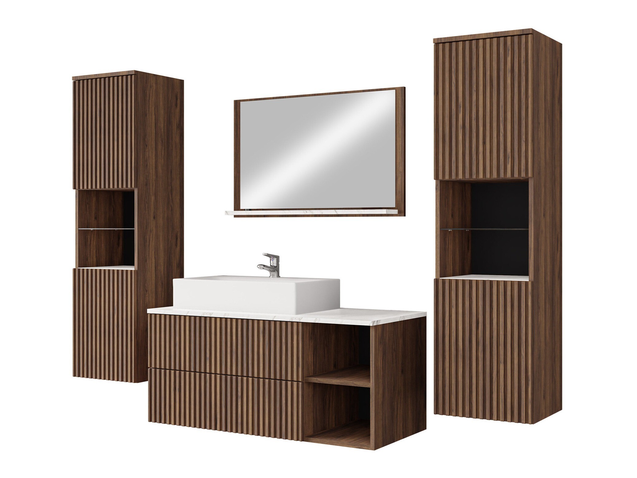 Set baie Nauta II (Nuc + Marmură albă)