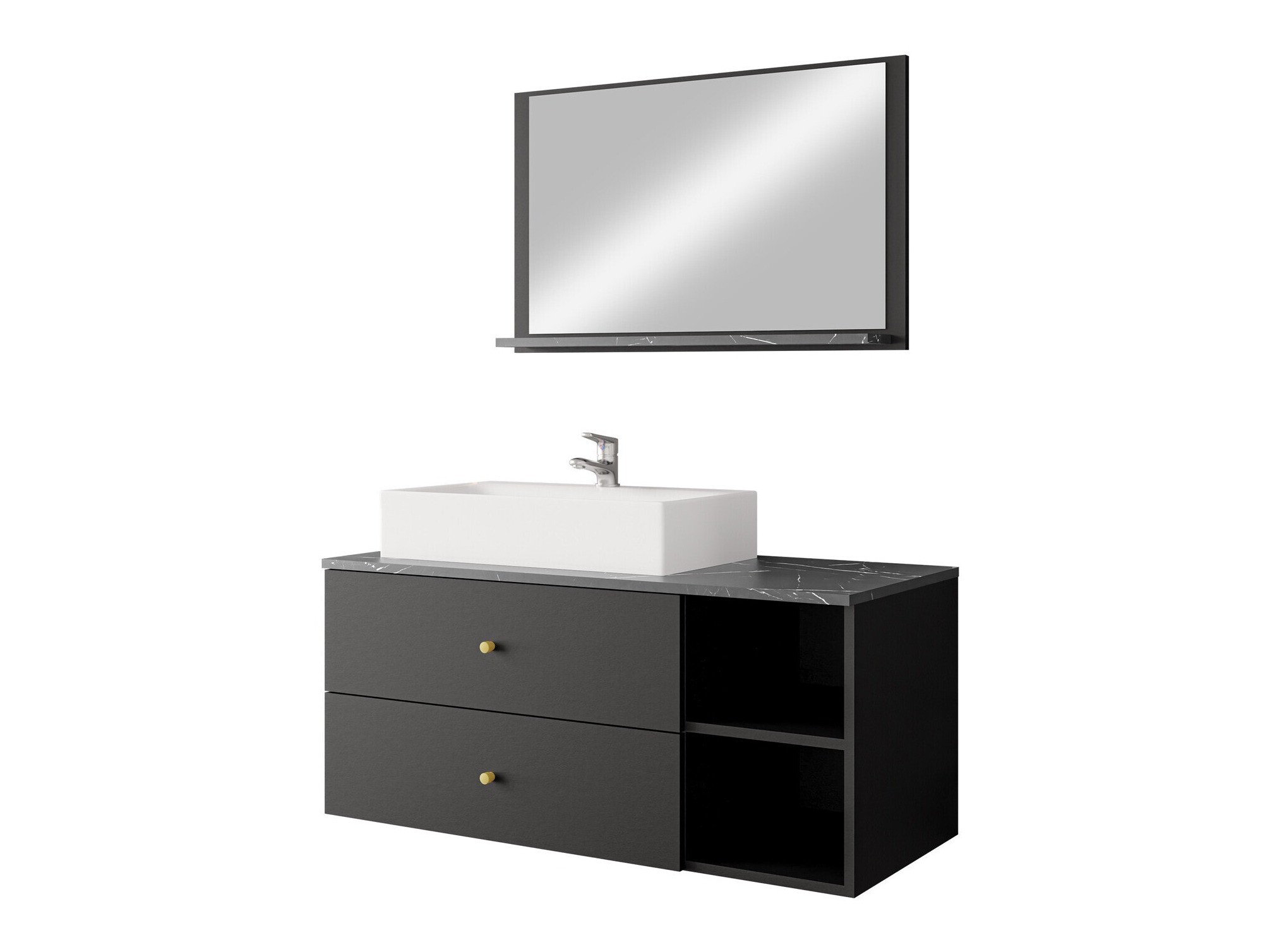 Set baie Salus I (Negru + Marmură neagră)