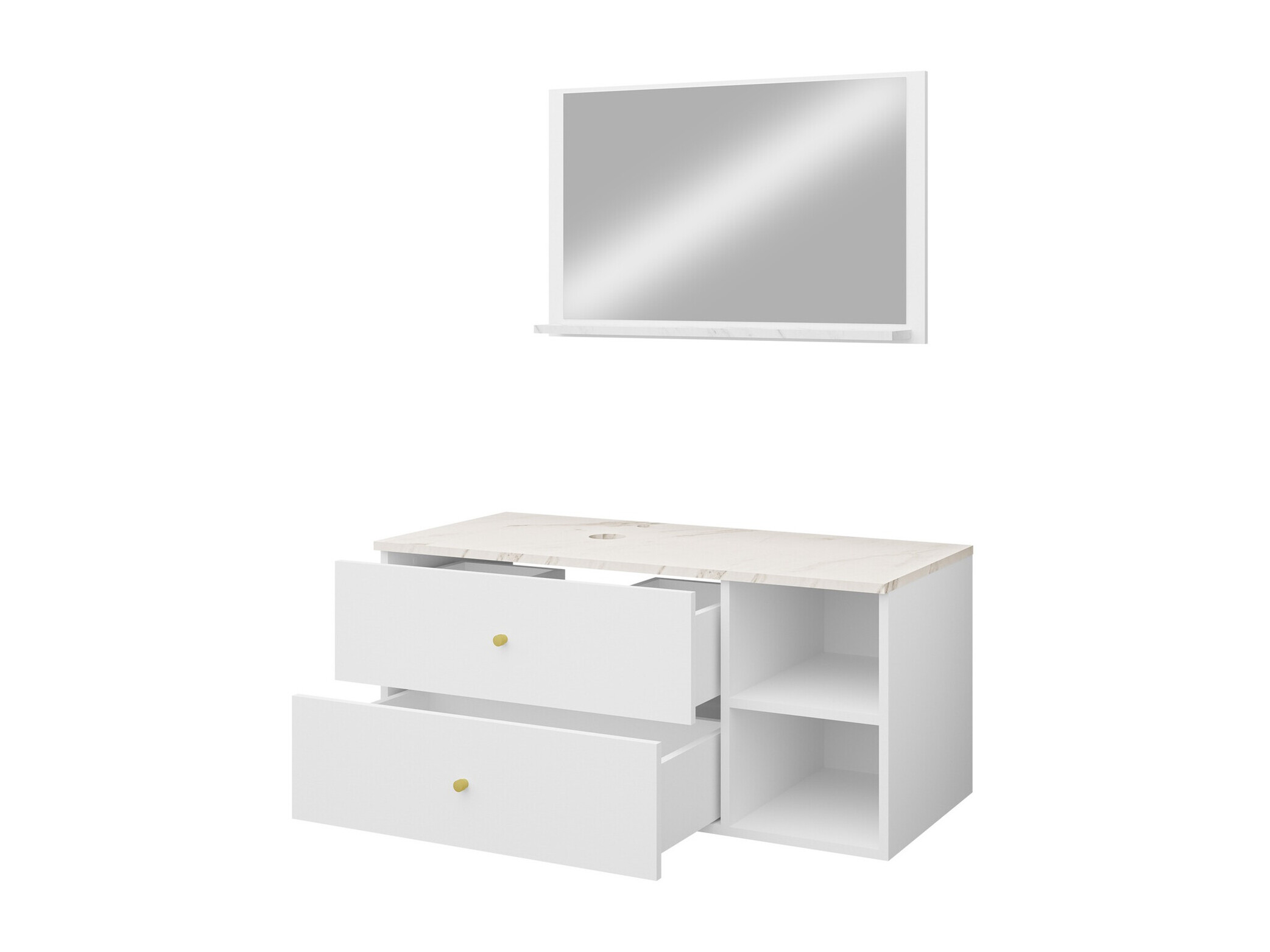 Set baie Salus I (Nuc + Marmură albă)