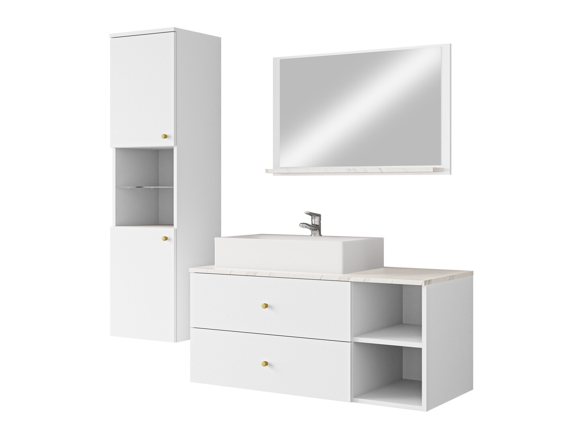 Set baie Salus II (Alb + Marmură albă)