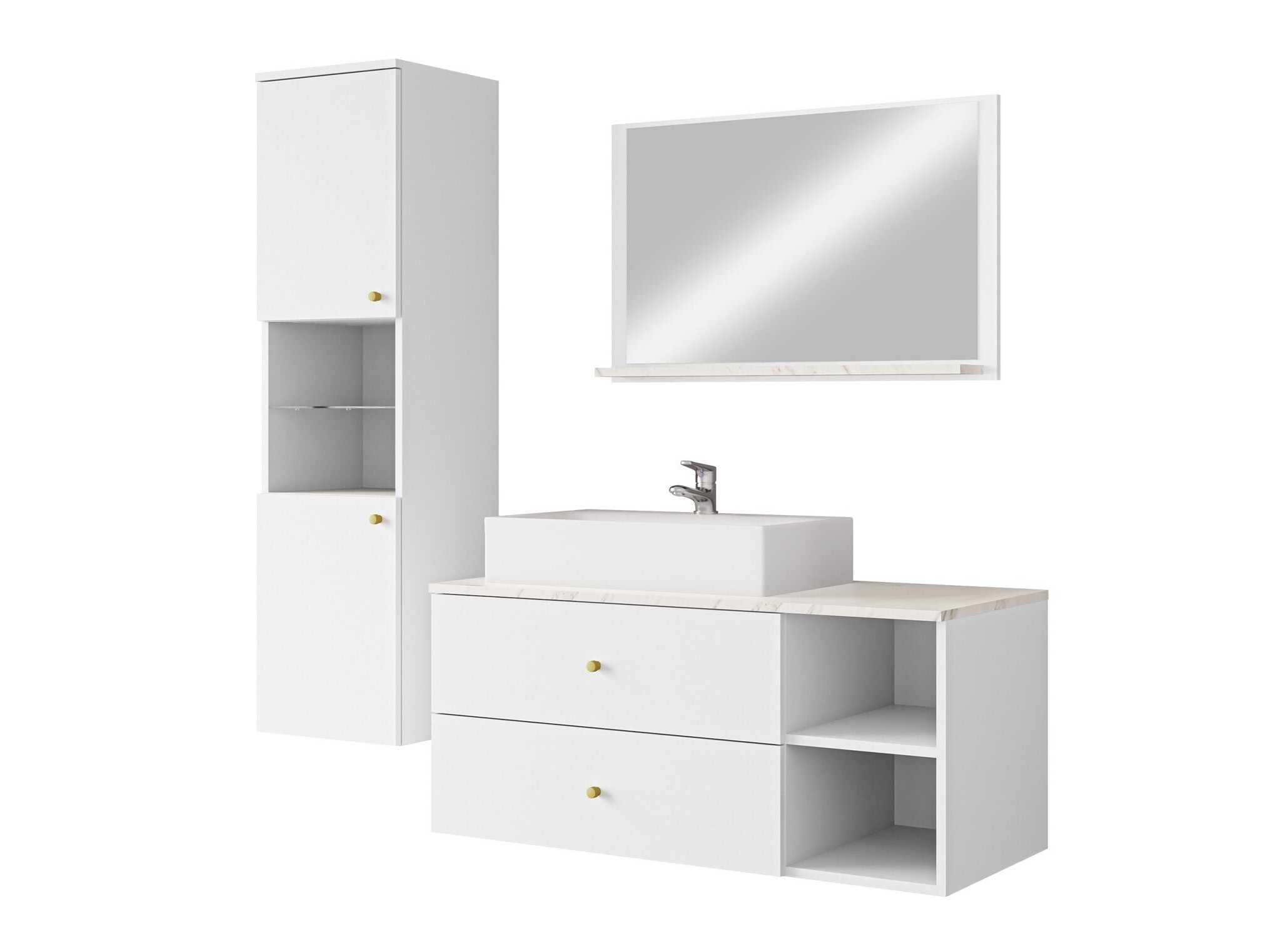 Set baie Salus II (Alb + Marmură albă)