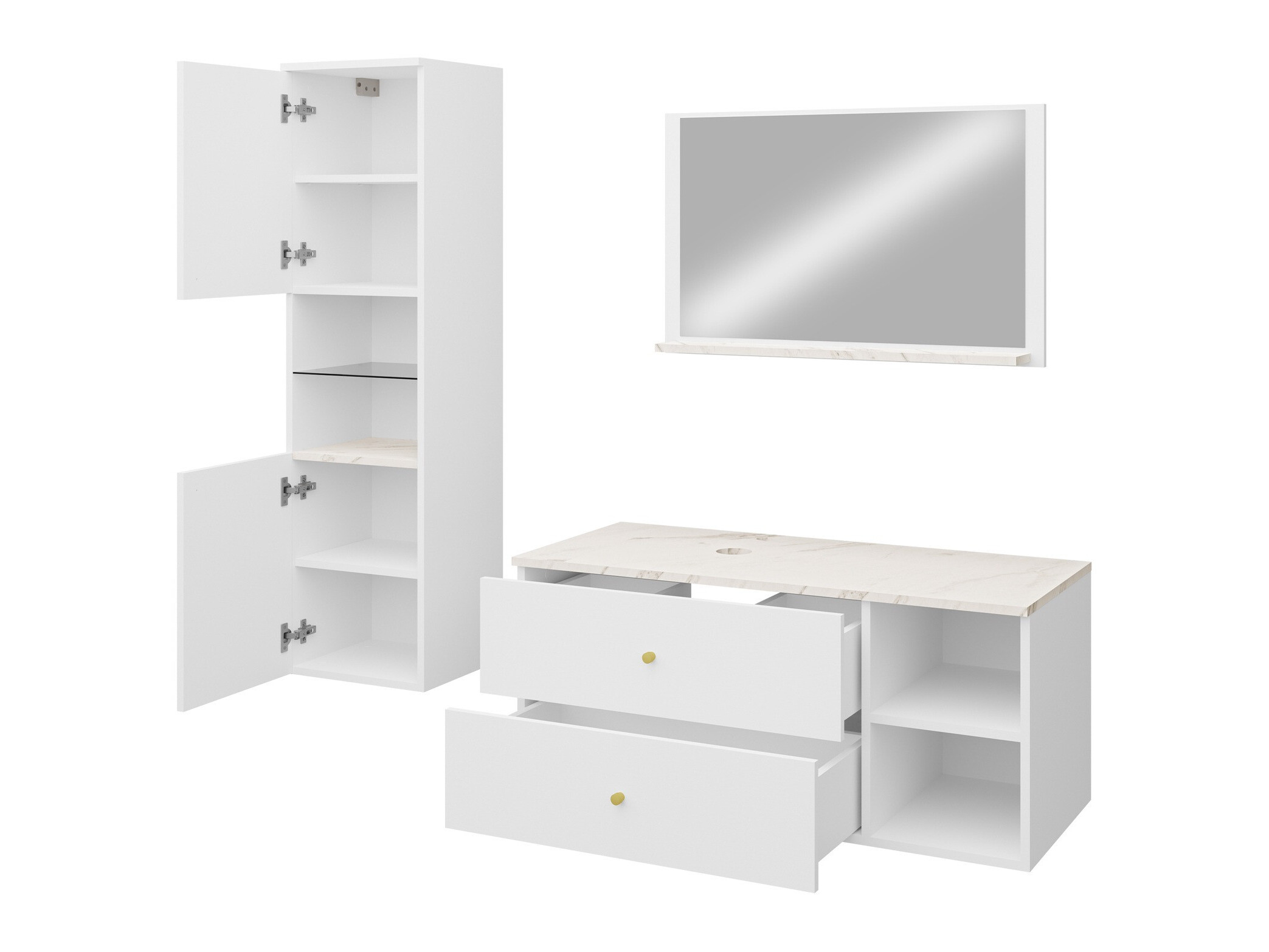 Set baie Salus II (Negru + Marmură neagră)