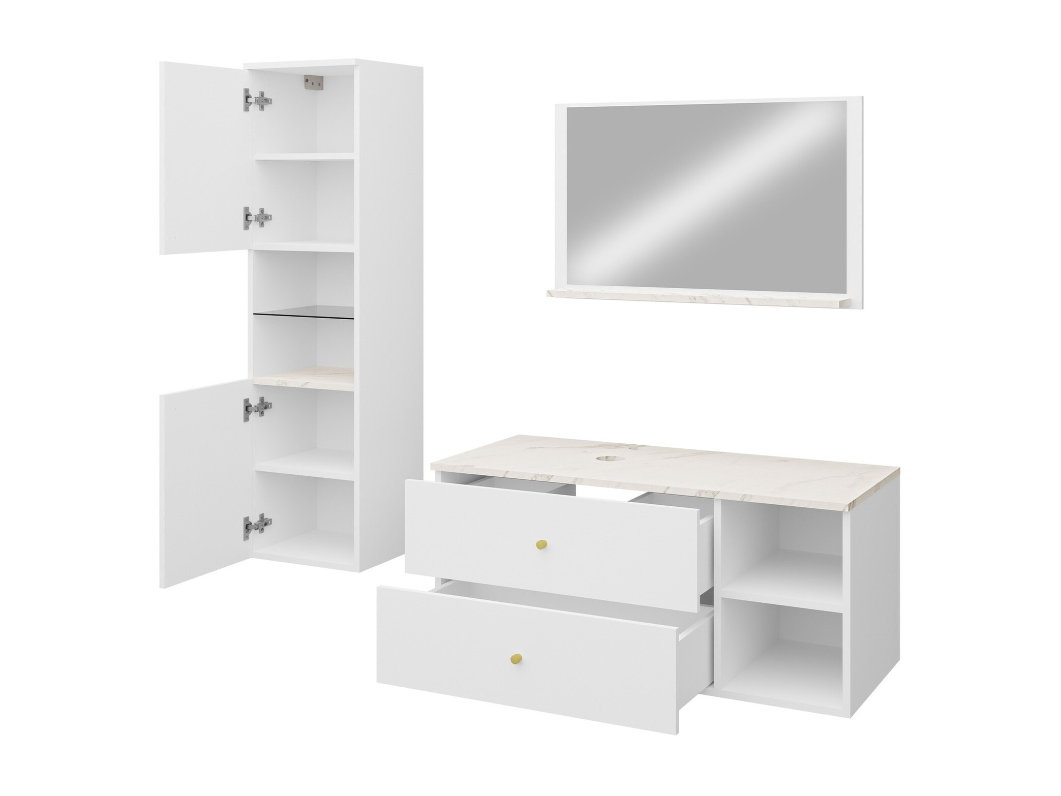Set baie Salus II (Nuc + Marmură albă)