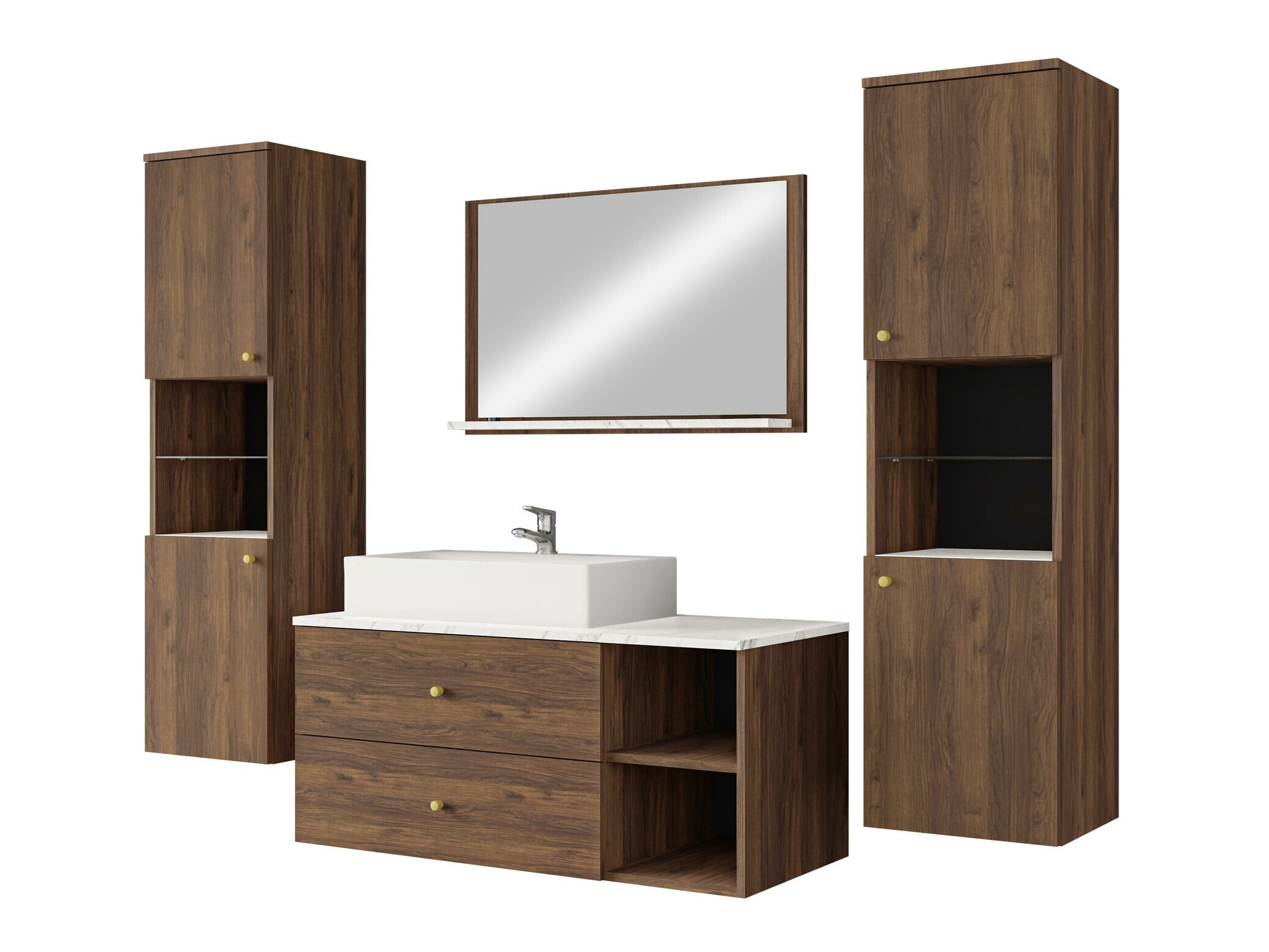 Set baie Salus III (Nuc + Marmură albă)