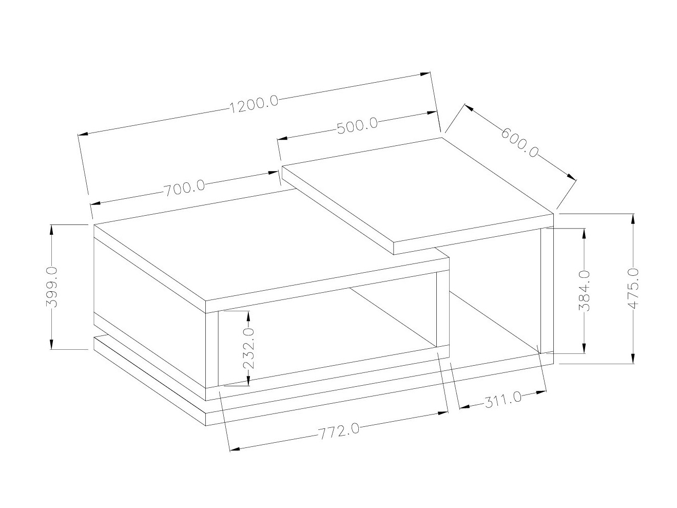 Măsuță de cafea Lutiva 104 (Negru mat)