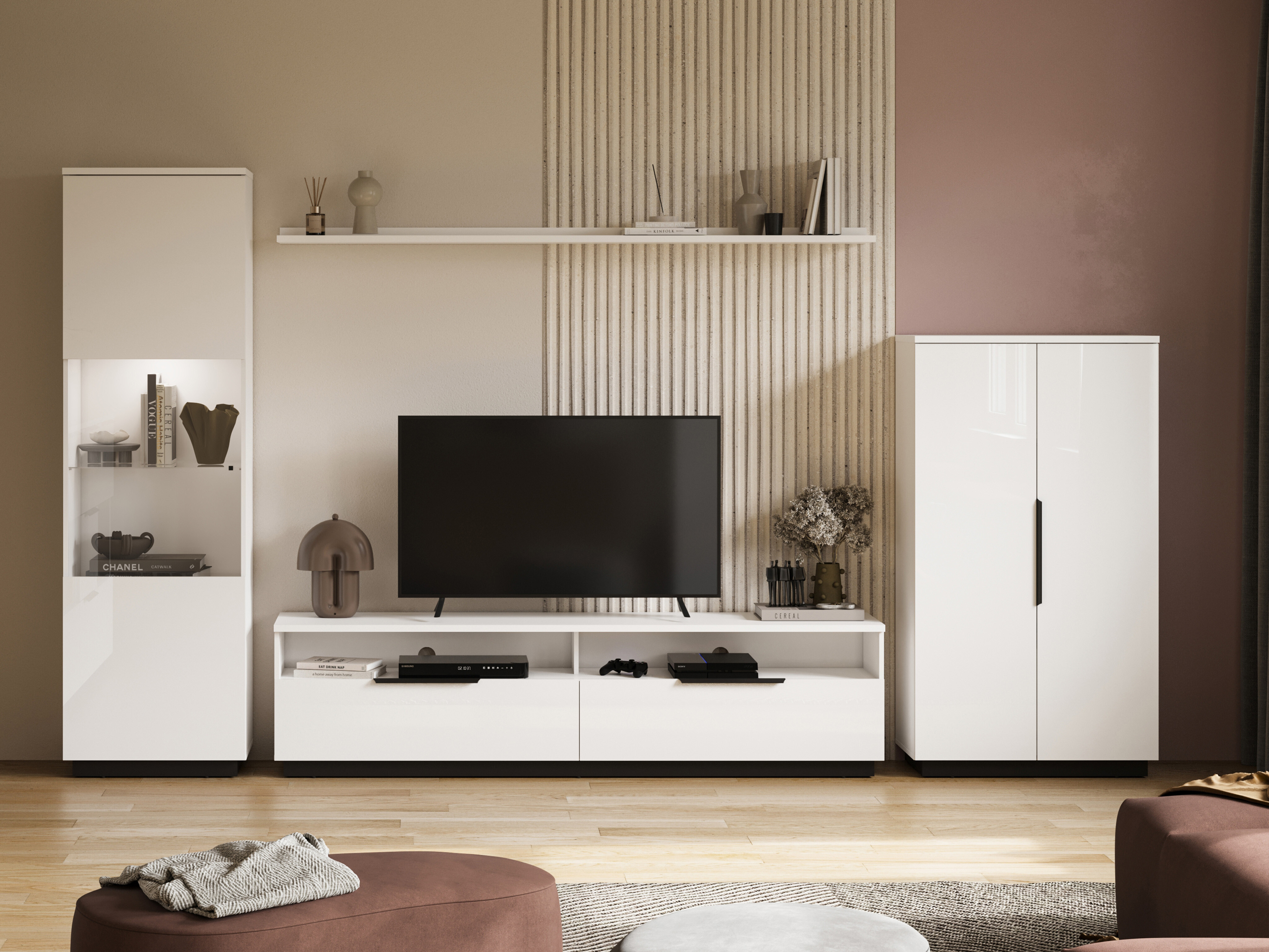 Set de living Talevaro 106 (Alb + Alb lucios)