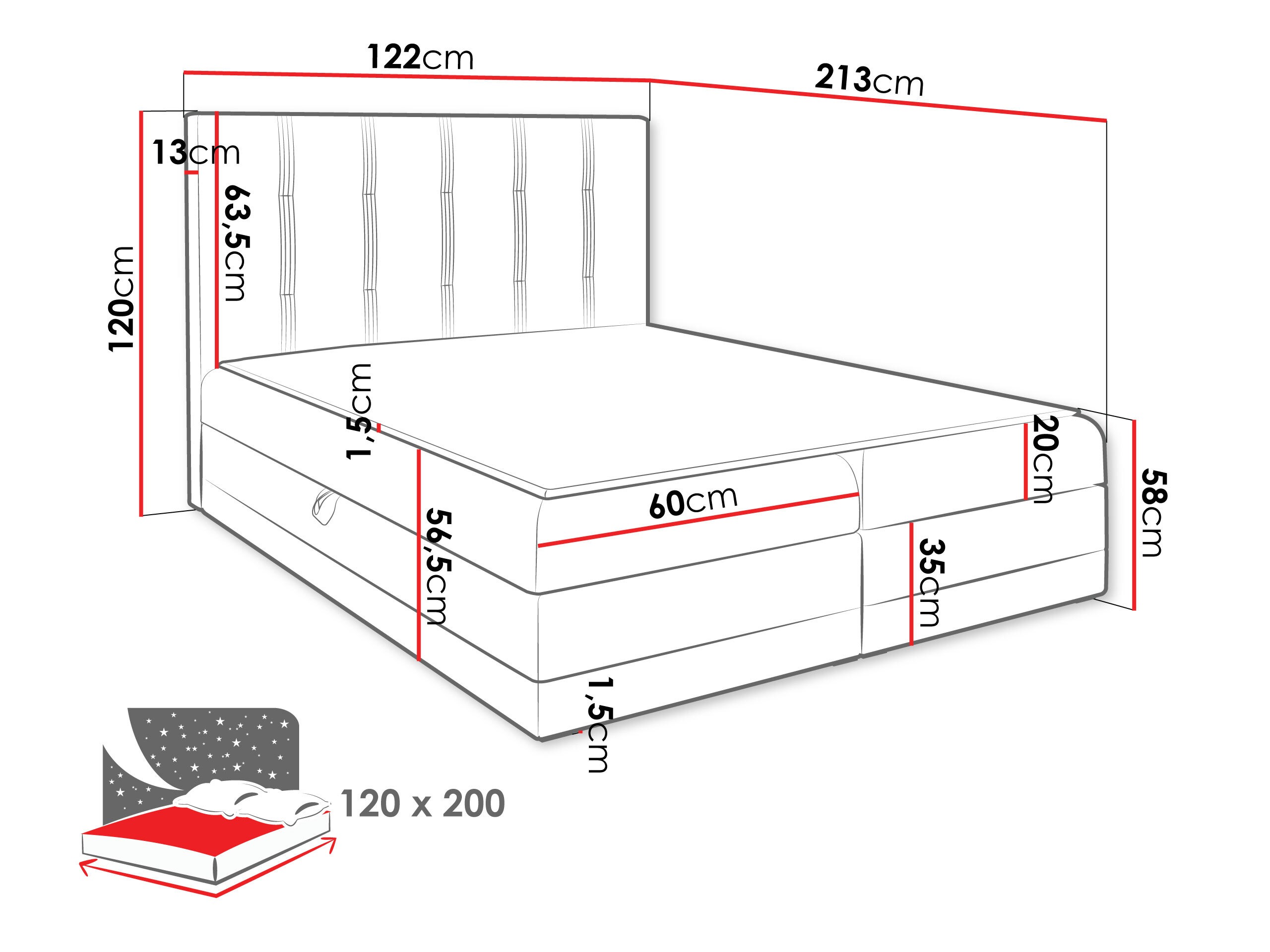 Pat boxspring Villa (Kameleon 04 + Kameleon 15)