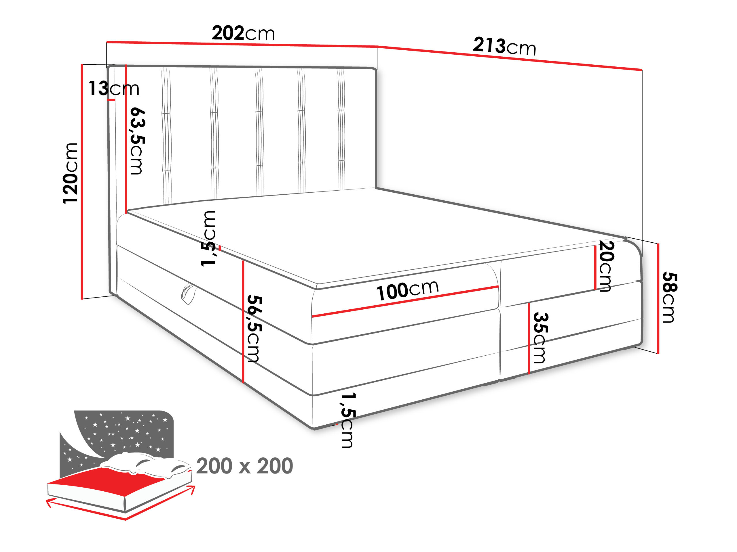 Pat boxspring Villa (Kameleon 04 + Kameleon 15)