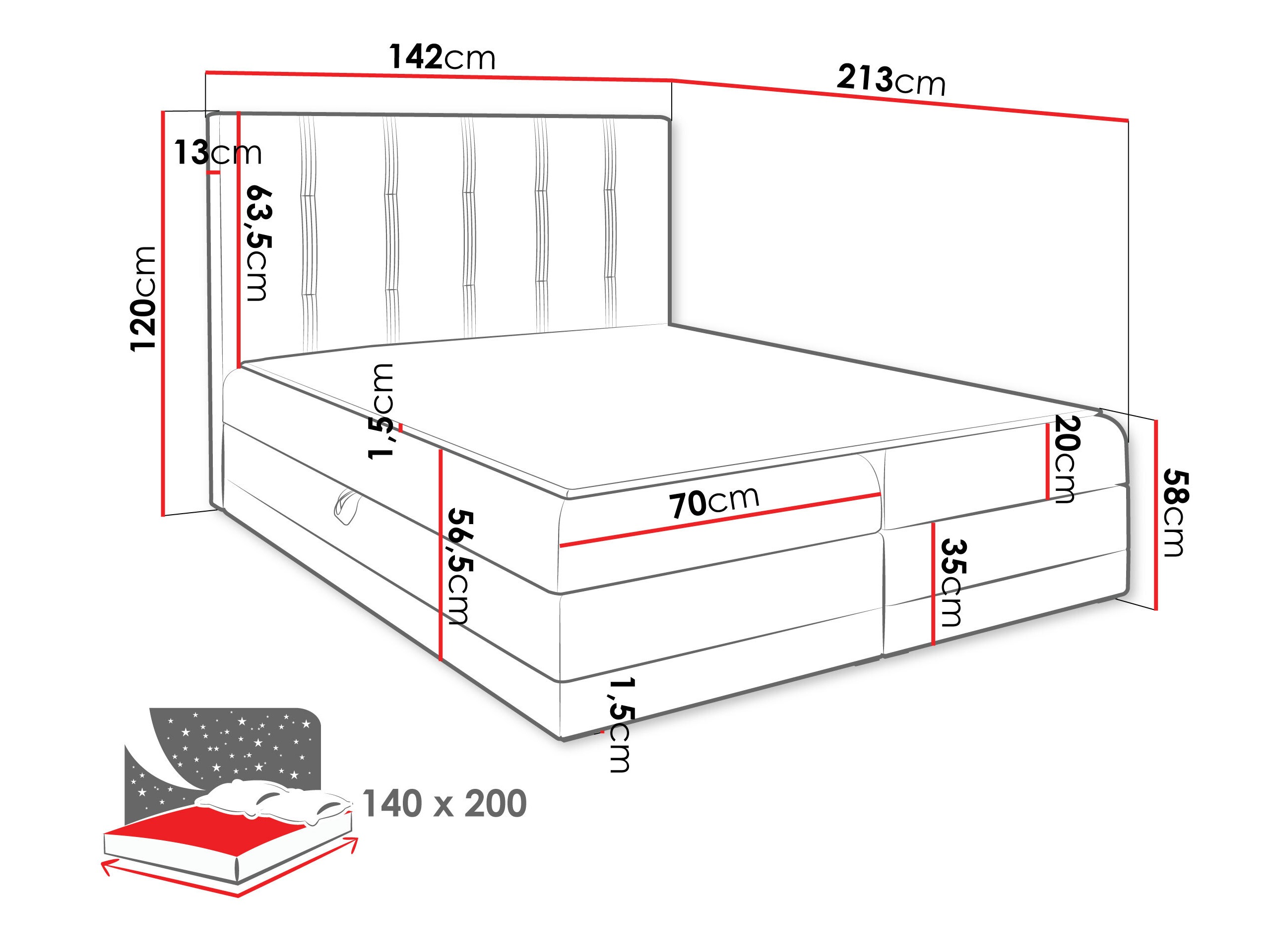 Pat boxspring Villa (Kameleon 9 + Kameleon 29)